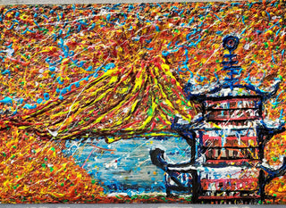 Eric Schloss Painting 90x60cm Mt. Fuji Destructeur d'automne